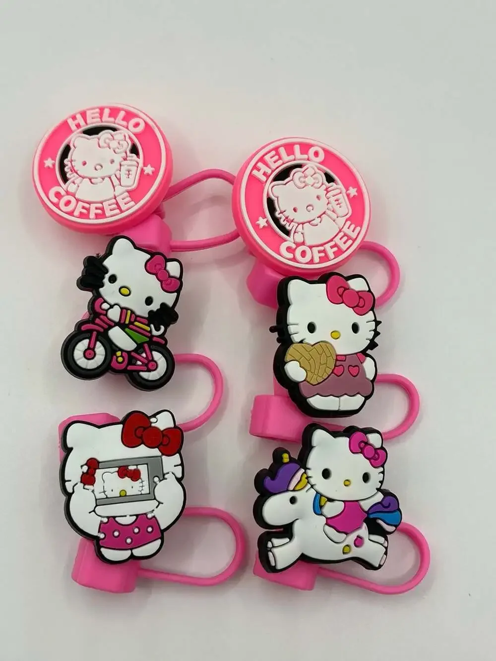 Hello Kitty Straw Topper Set Cartoon Cup Accessories